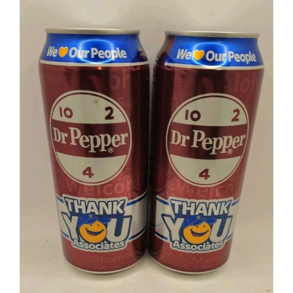 2 Dr. Pepper Original Soda Walmart Thank You Associates New & Unopened 10-2-4